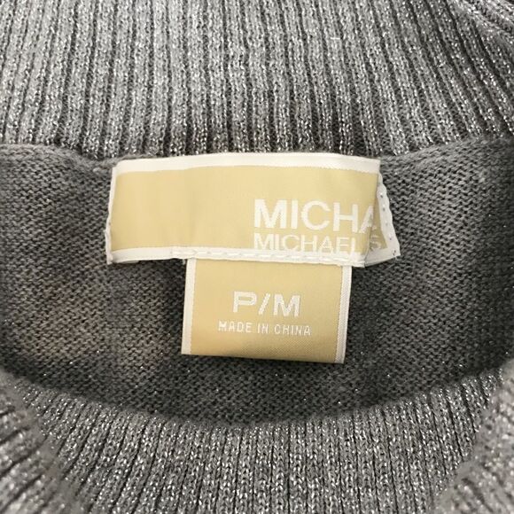 Michael Kors Cowl Neck Knit Silver Metallic Sweater Petite - Picture 9 of 10